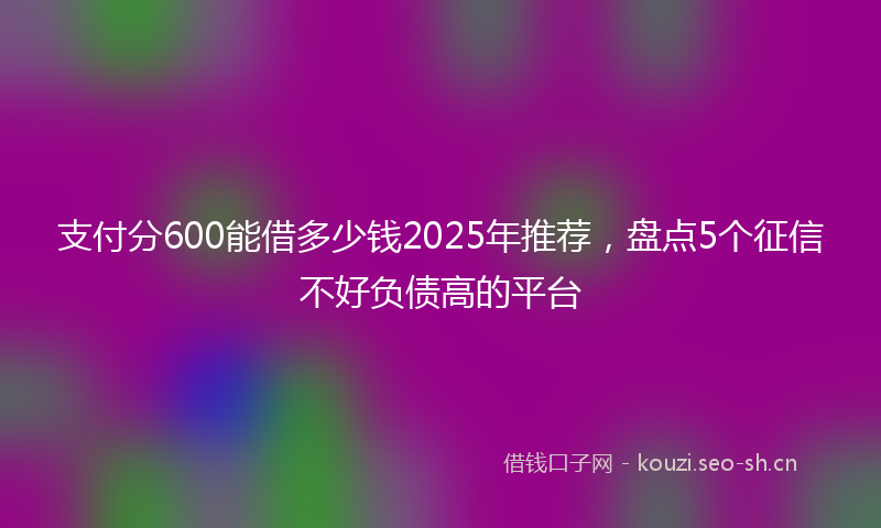 支付分600能借多少钱2025年推荐，盘点5个征信不好负债高的平台