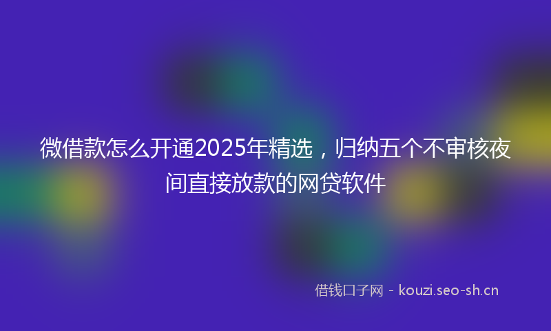 微借款怎么开通2025年精选，归纳五个不审核夜间直接放款的网贷软件