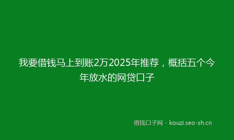 我要借钱马上到账2万2025年推荐，概括五个今年放水的网贷口子