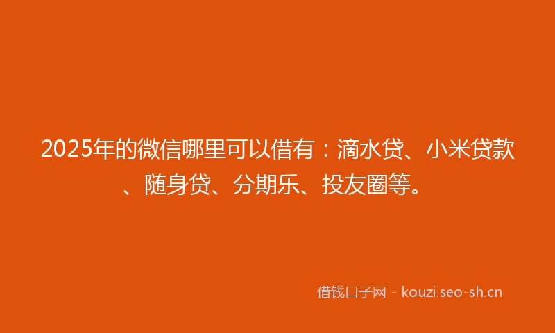 2025年的微信哪里可以借有：滴水贷、小米贷款、随身贷、分期乐、投友圈等。