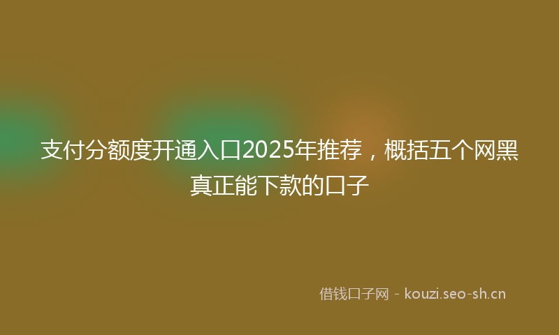 支付分额度开通入口2025年推荐,概括五个网黑真正能下款的口子