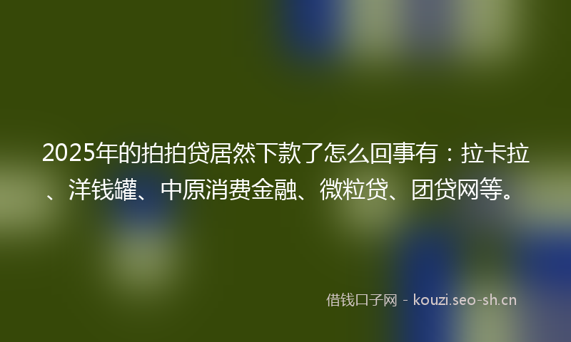 2025年的拍拍贷居然下款了怎么回事有：拉卡拉、洋钱罐、中原消费金融、微粒贷、团贷网等。