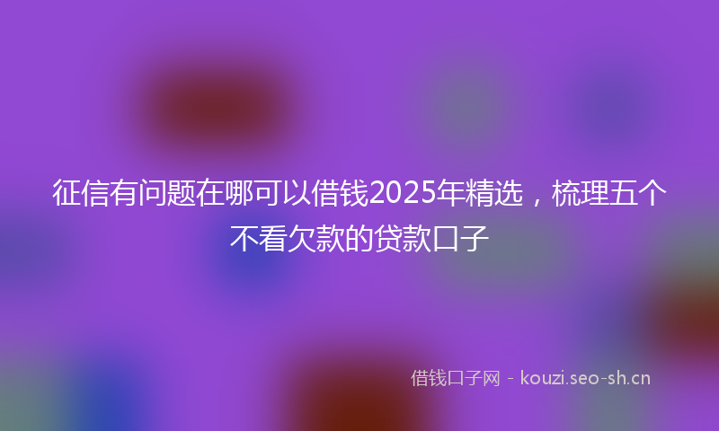 征信有问题在哪可以借钱2025年精选，梳理五个不看欠款的贷款口子