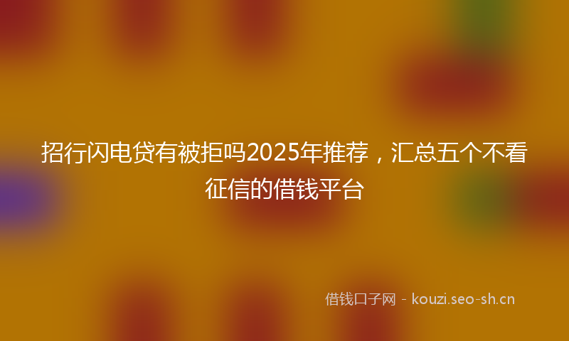 招行闪电贷有被拒吗2025年推荐，汇总五个不看征信的借钱平台