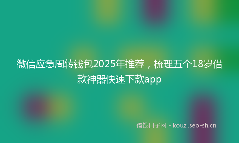 微信应急周转钱包2025年推荐，梳理五个18岁借款神器快速下款app