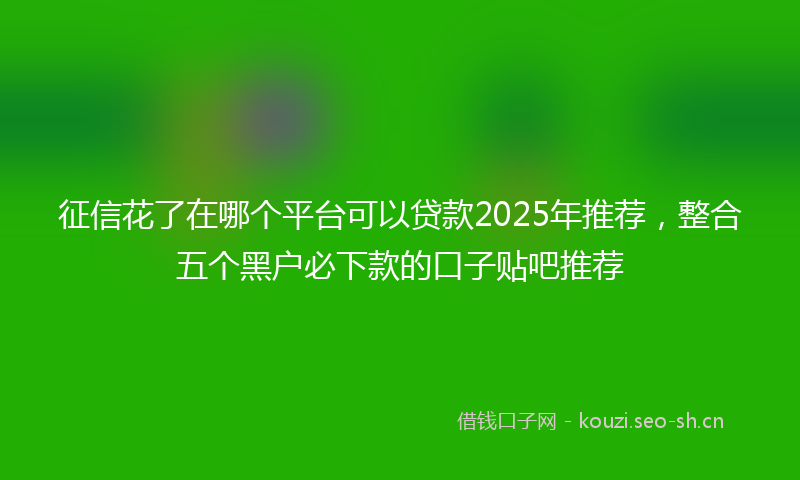 征信花了在哪个平台可以贷款2025年推荐，整合五个黑户必下款的口子贴吧推荐