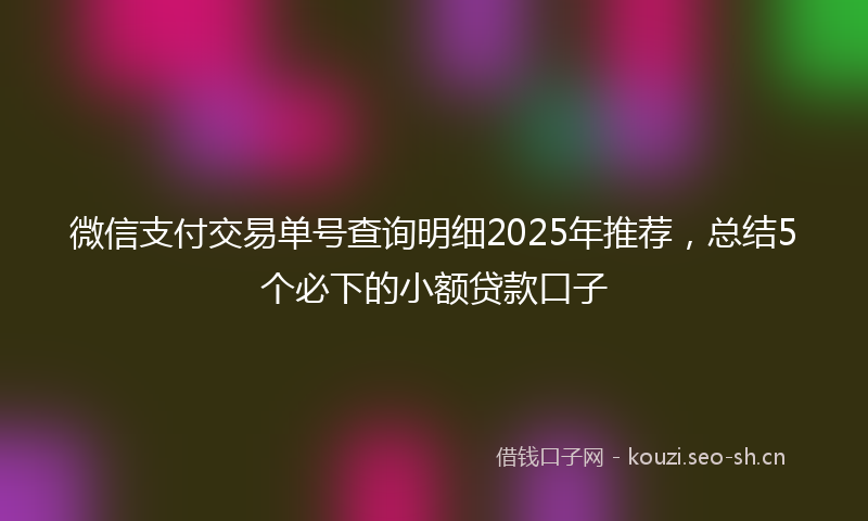 微信支付交易单号查询明细2025年推荐，总结5个必下的小额贷款口子