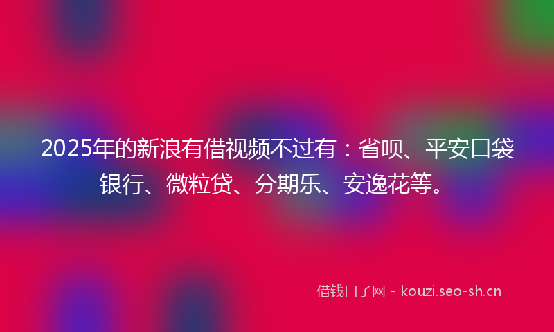 2025年的新浪有借视频不过有：省呗、平安口袋银行、微粒贷、分期乐、安逸花等。
