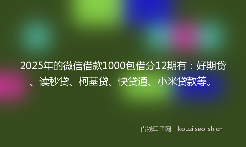 2025年的微信借款1000包借分12期有：好期贷、读秒贷、柯基贷、快贷通、小米贷款等。