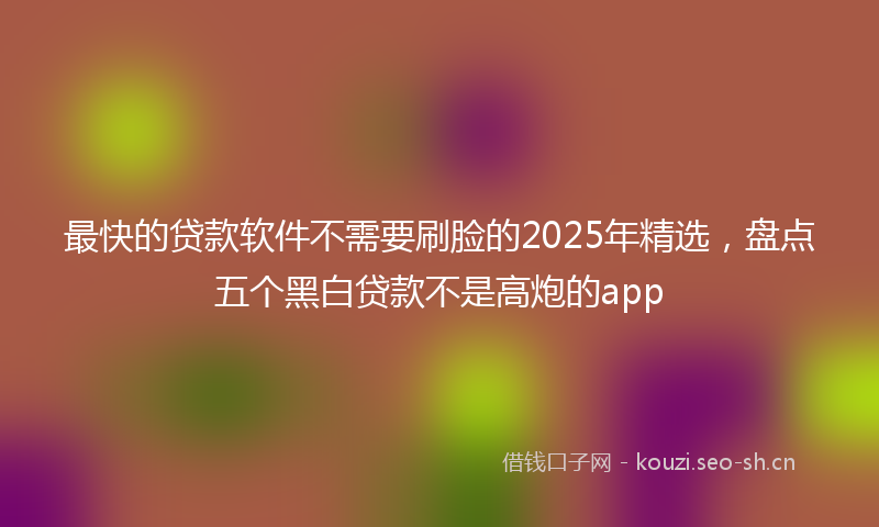最快的贷款软件不需要刷脸的2025年精选，盘点五个黑白贷款不是高炮的app