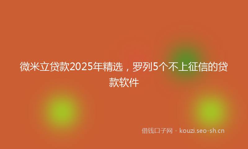 微米立贷款2025年精选，罗列5个不上征信的贷款软件