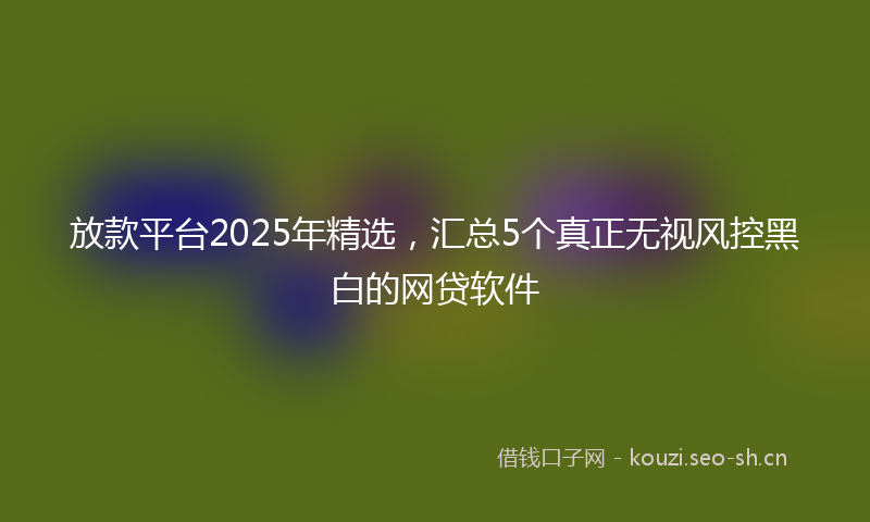 放款平台2025年精选，汇总5个真正无视风控黑白的网贷软件