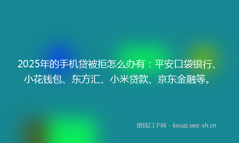 2025年的手机贷被拒怎么办有：平安口袋银行、小花钱包、东方汇、小米贷款、京东金融等。