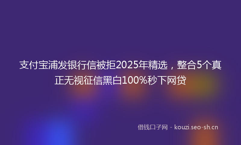 支付宝浦发银行信被拒2025年精选，整合5个真正无视征信黑白100%秒下网贷