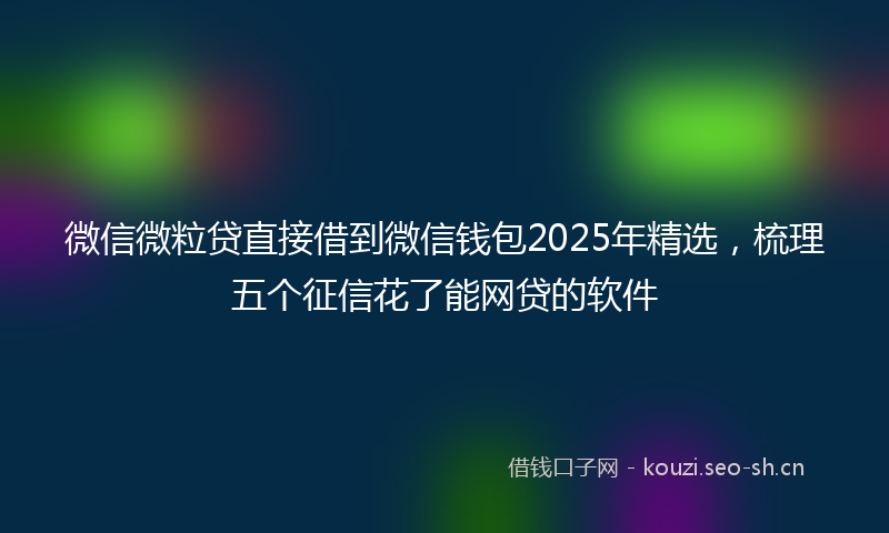 微信微粒贷直接借到微信钱包2025年精选，梳理五个征信花了能网贷的软件