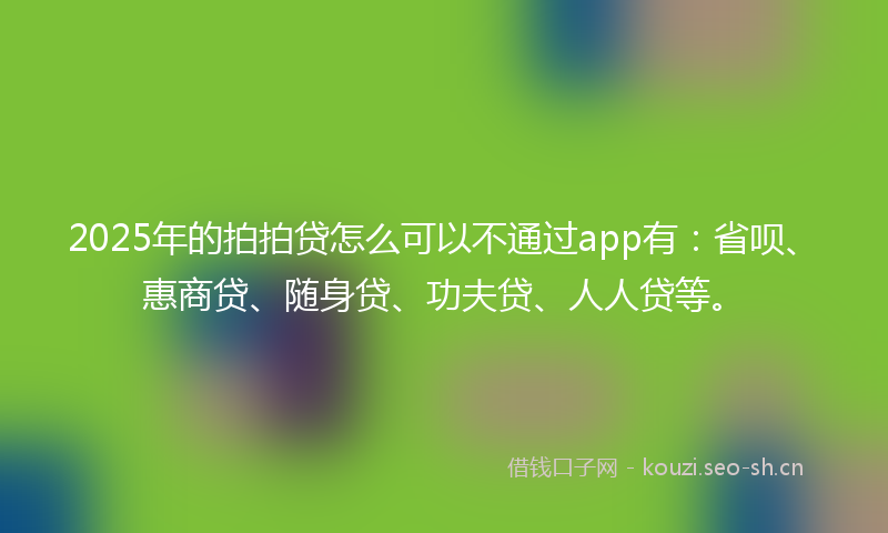 2025年的拍拍贷怎么可以不通过app有：省呗、惠商贷、随身贷、功夫贷、人人贷等。