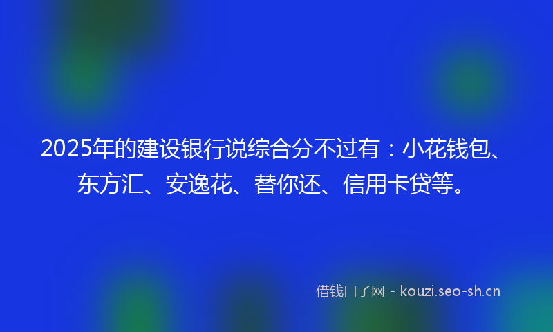 2025年的建设银行说综合分不过有：小花钱包、东方汇、安逸花、替你还、信用卡贷等。