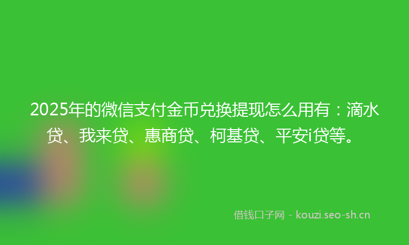 2025年的微信支付金币兑换提现怎么用有：滴水贷、我来贷、惠商贷、柯基贷、平安i贷等。