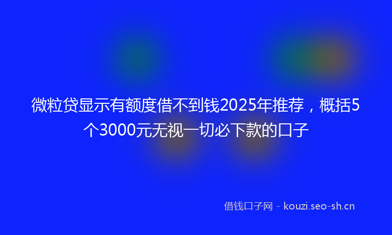 微粒贷显示有额度借不到钱2025年推荐，概括5个3000元无视一切必下款的口子