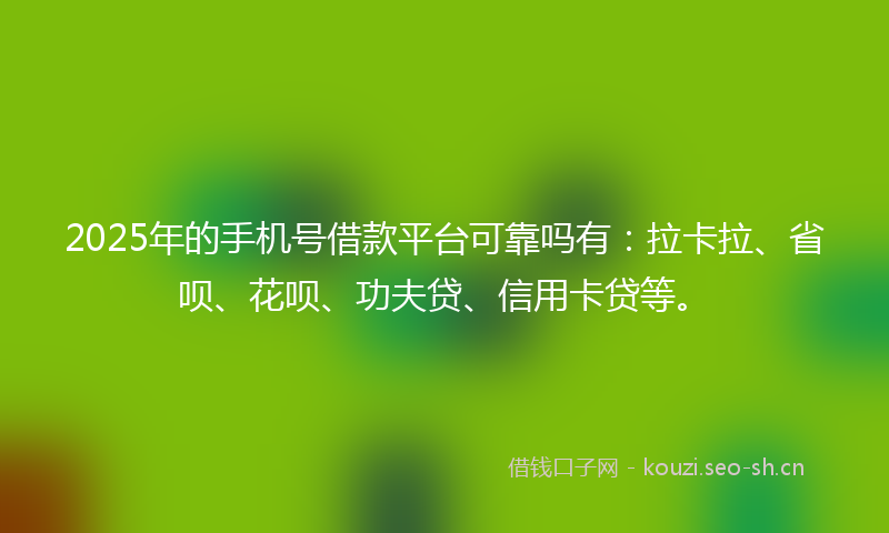 2025年的手机号借款平台可靠吗有：拉卡拉、省呗、花呗、功夫贷、信用卡贷等。