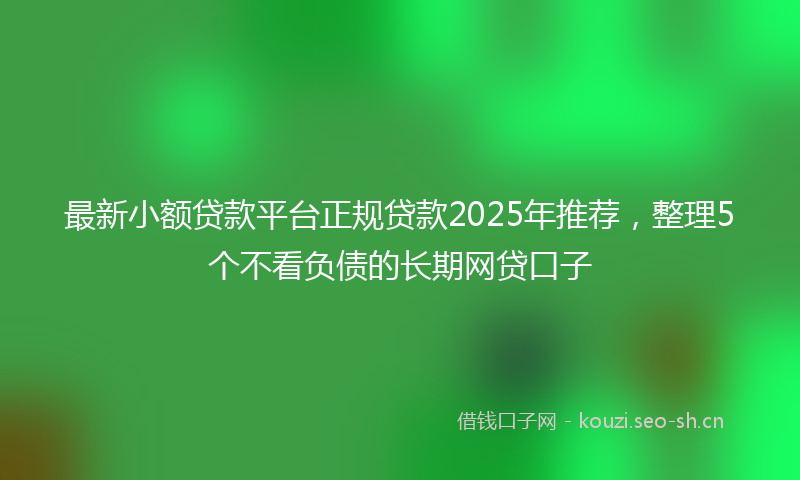 最新小额贷款平台正规贷款2025年推荐，整理5个不看负债的长期网贷口子