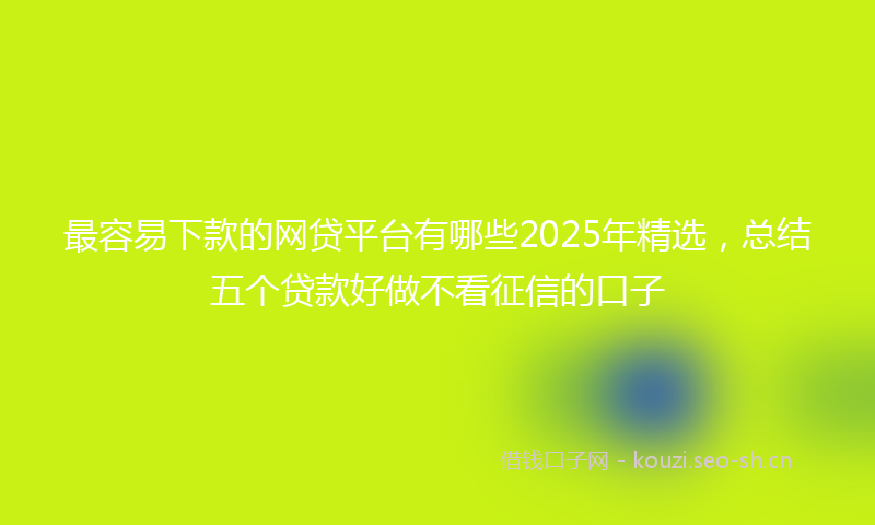 最容易下款的网贷平台有哪些2025年精选，总结五个贷款好做不看征信的口子
