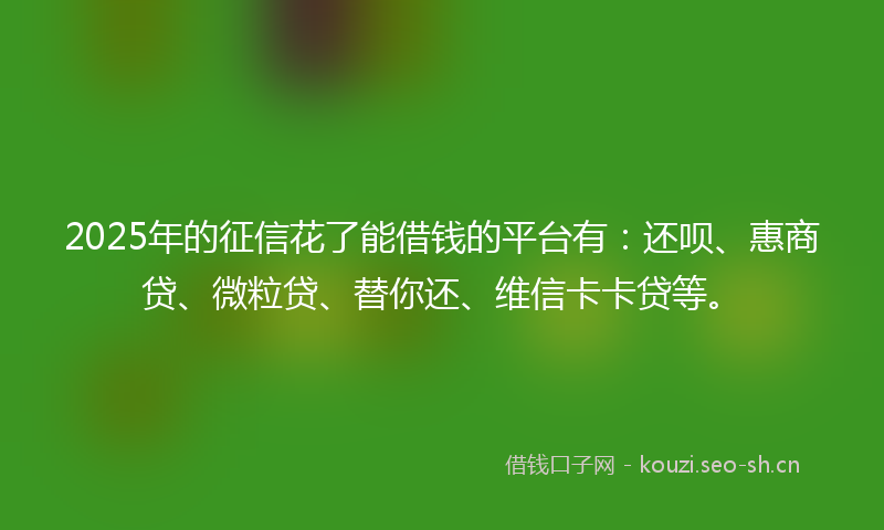 2025年的征信花了能借钱的平台有：还呗、惠商贷、微粒贷、替你还、维信卡卡贷等。