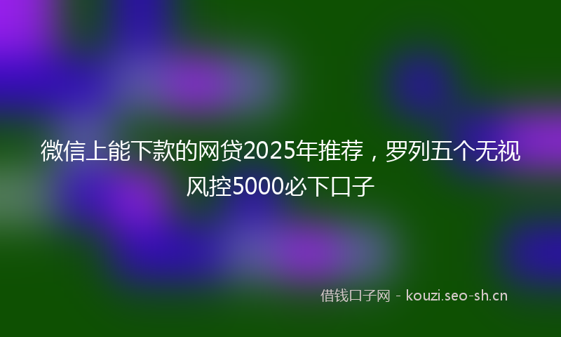 微信上能下款的网贷2025年推荐，罗列五个无视风控5000必下口子