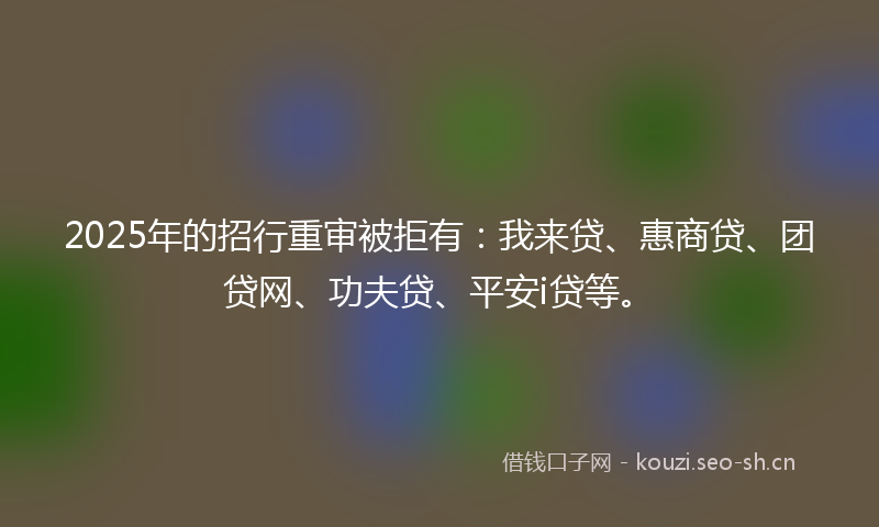 2025年的招行重审被拒有：我来贷、惠商贷、团贷网、功夫贷、平安i贷等。