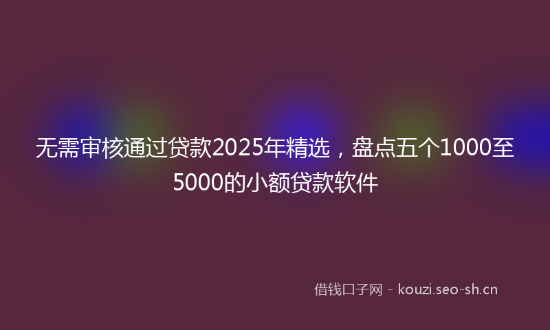 无需审核通过贷款2025年精选，盘点五个1000至5000的小额贷款软件