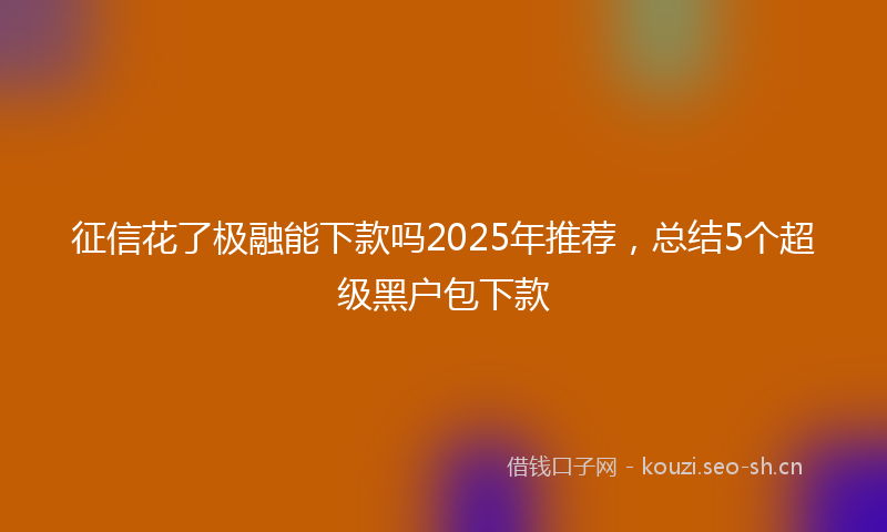 征信花了极融能下款吗2025年推荐,总结5个超级黑户包下款