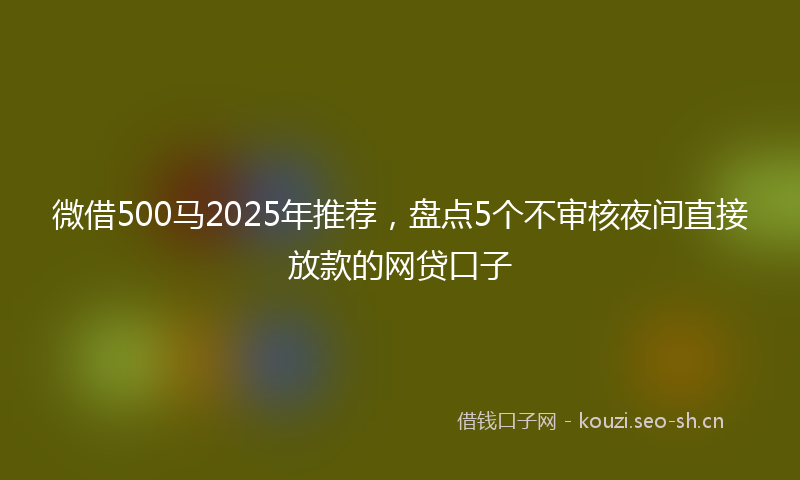 微借500马2025年推荐，盘点5个不审核夜间直接放款的网贷口子
