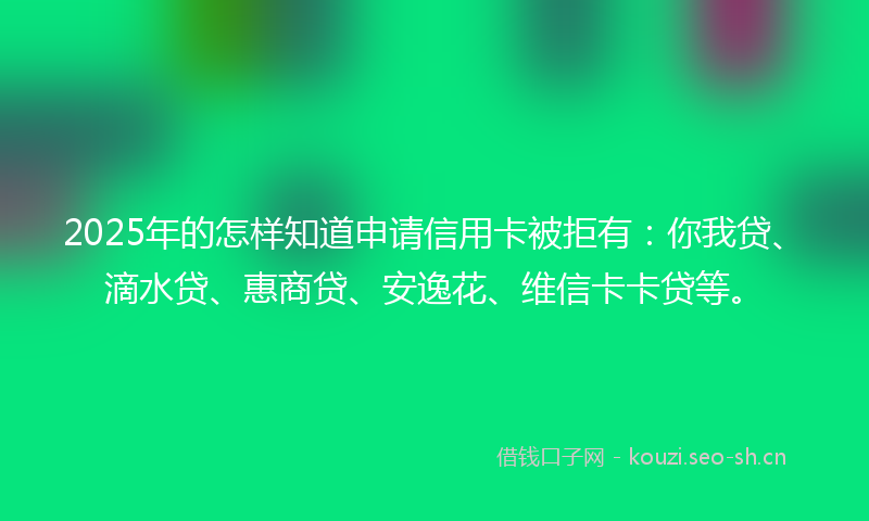 2025年的怎样知道申请信用卡被拒有：你我贷、滴水贷、惠商贷、安逸花、维信卡卡贷等。