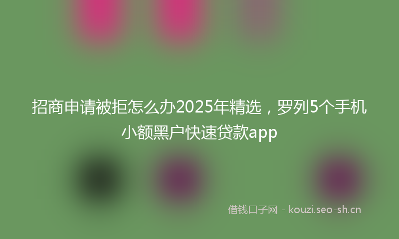招商申请被拒怎么办2025年精选，罗列5个手机小额黑户快速贷款app