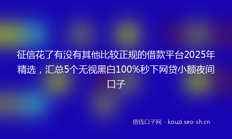 征信花了有没有其他比较正规的借款平台2025年精选，汇总5个无视黑白100%秒下网贷小额夜间口子