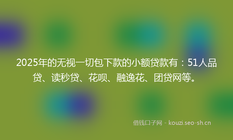 2025年的无视一切包下款的小额贷款有：51人品贷、读秒贷、花呗、融逸花、团贷网等。