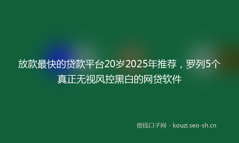 放款最快的贷款平台20岁2025年推荐,罗列5个真正无视风控黑白的网贷软件
