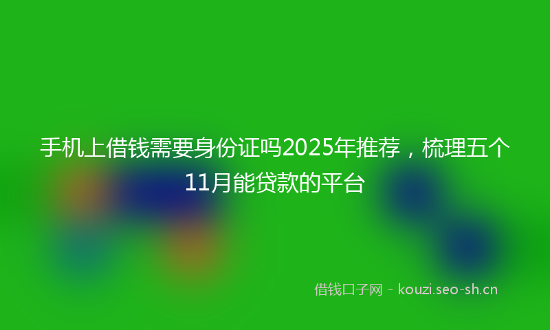手机上借钱需要身份证吗2025年推荐，梳理五个11月能贷款的平台