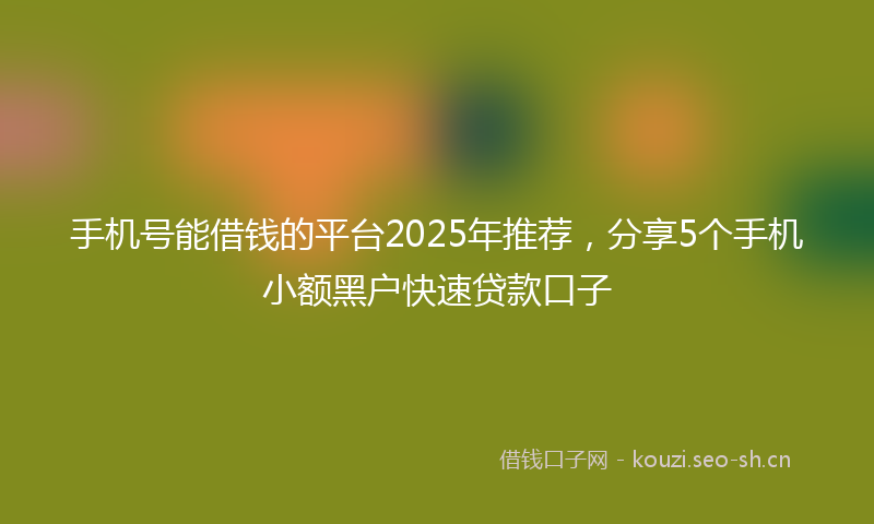 手机号能借钱的平台2025年推荐，分享5个手机小额黑户快速贷款口子