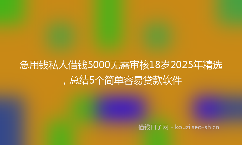 急用钱私人借钱5000无需审核18岁2025年精选，总结5个简单容易贷款软件
