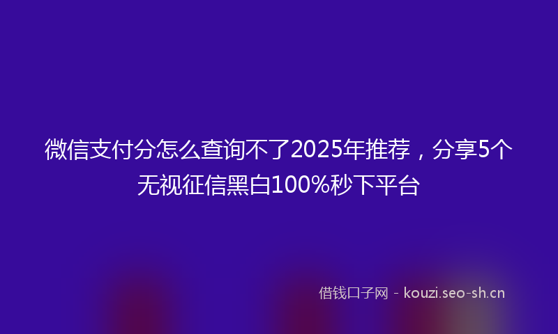 微信支付分怎么查询不了2025年推荐，分享5个无视征信黑白100%秒下平台