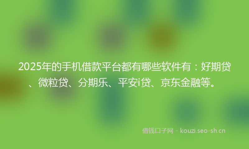 2025年的手机借款平台都有哪些软件有：好期贷、微粒贷、分期乐、平安i贷、京东金融等。