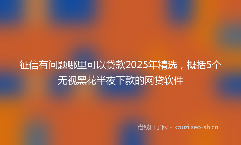 征信有问题哪里可以贷款2025年精选，概括5个无视黑花半夜下款的网贷软件