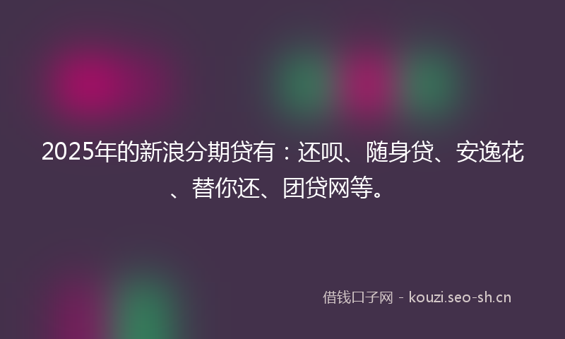 2025年的新浪分期贷有：还呗、随身贷、安逸花、替你还、团贷网等。