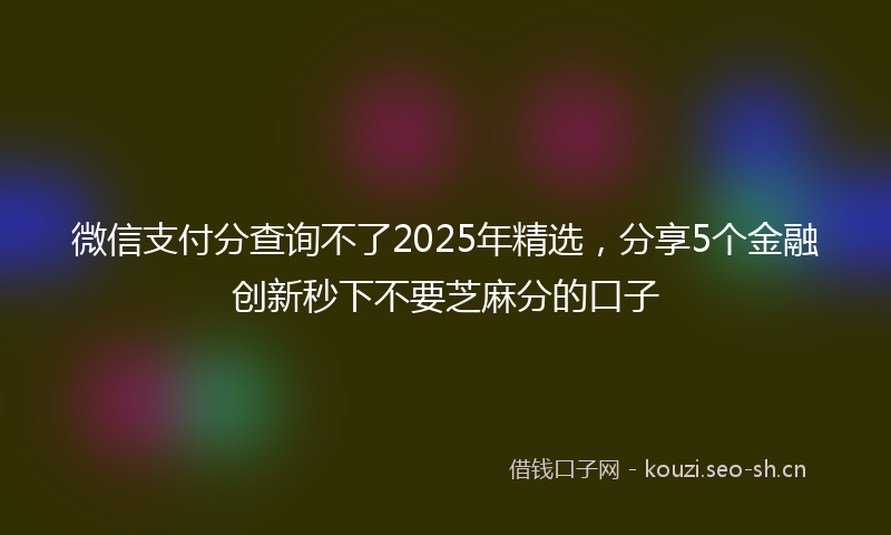 微信支付分查询不了2025年精选,分享5个金融创新秒下不要芝麻分的口子