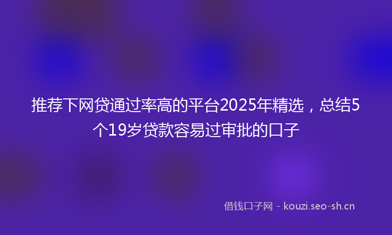 推荐下网贷通过率高的平台2025年精选,总结5个19岁贷款容易过审批的口子