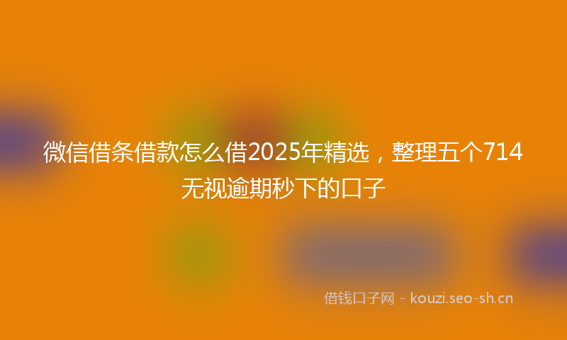 微信借条借款怎么借2025年精选，整理五个714无视逾期秒下的口子