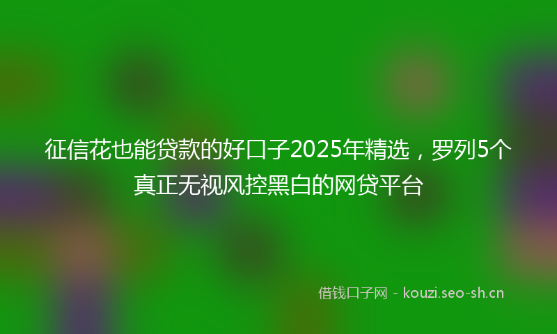 征信花也能贷款的好口子2025年精选，罗列5个真正无视风控黑白的网贷平台