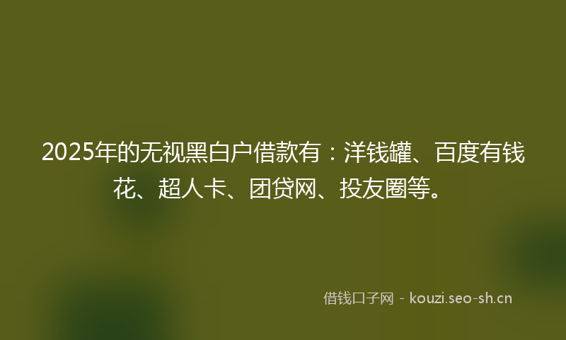 2025年的无视黑白户借款有：洋钱罐、百度有钱花、超人卡、团贷网、投友圈等。