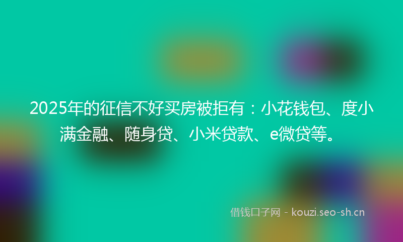 2025年的征信不好买房被拒有：小花钱包、度小满金融、随身贷、小米贷款、e微贷等。